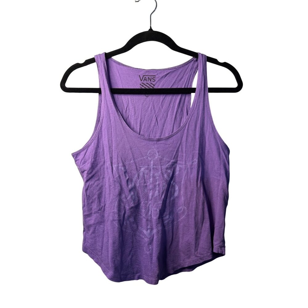 Vans Off The Wall‎ Womens Small Purple Tank Top Sleeveless Anchor Graphic Tee